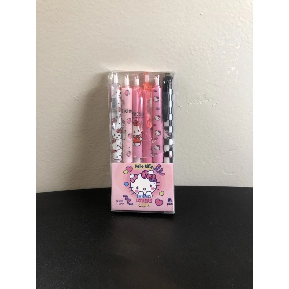 6Pcs Sanrio Hello Kitty Kuromi Gel Pen Set‎ 0.5mm Black Ink Stationery NWT